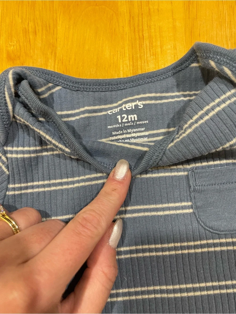 Carter's Blue, Light Green, Black & Gray Striped and Print Baby Bodysuit Set